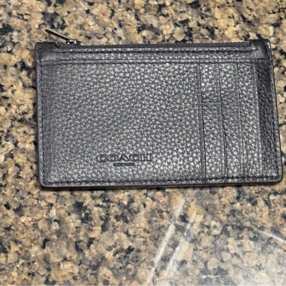 Cosmic Coach Zip Card Case With Rocket Print Black Leather Zip pocket New - Picture 4 of 8